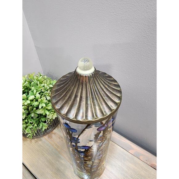 White River Blue FLORAL CYLINDER Lifetime Oil Candle 12.5" x 3.5" - Picture 2 of 12